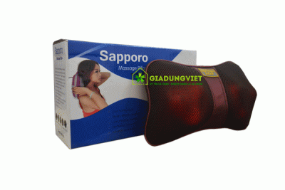 Gối massage hồng ngoại Saporoo 6 bi màu đỏ