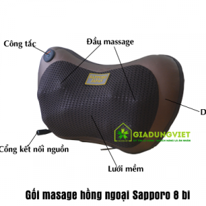 Gối massage hồng ngoại Sapporo SP168 (4bi)