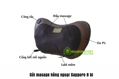 Gối massage hồng ngoại Sapporo SP168 (4bi)